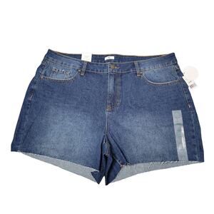 Dip High Rise Raw Hem Stretch Medium Wash 4.5" Denim Shorts Women Sz 20W